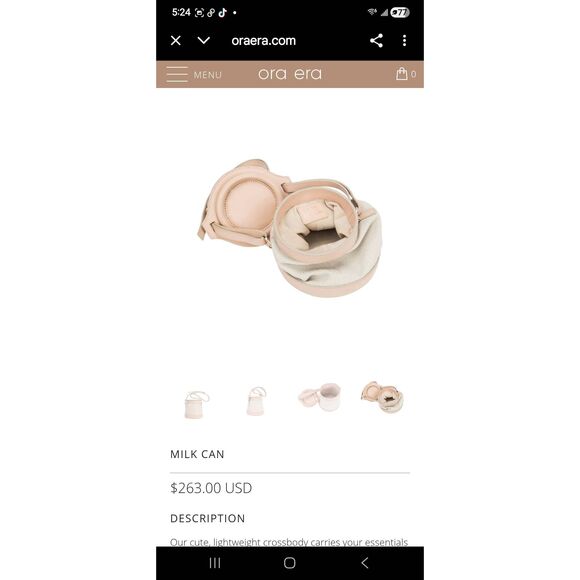 Ora Era Nude Milkcan Leather Crossbody Bag, NWOT - Picture 6 of 11